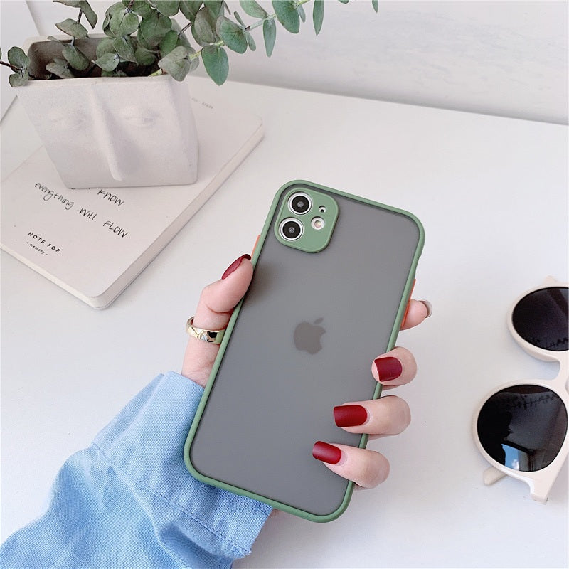 ツートンカラー すりガラス調 半透明iPhoneケース