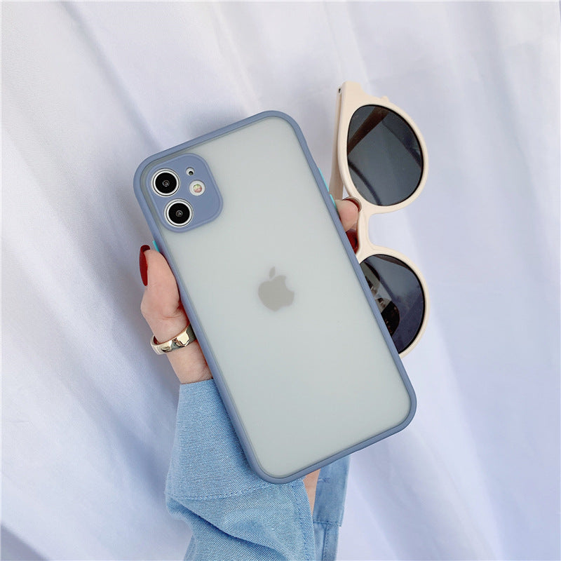 ツートンカラー すりガラス調 半透明iPhoneケース