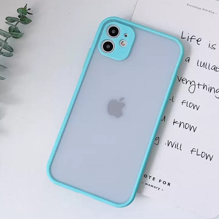 ツートンカラー すりガラス調 半透明iPhoneケース