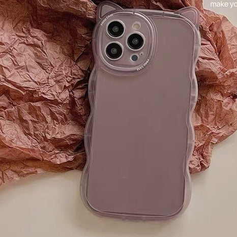 質感 半透明 かわいい 猫耳 iPhoneケース