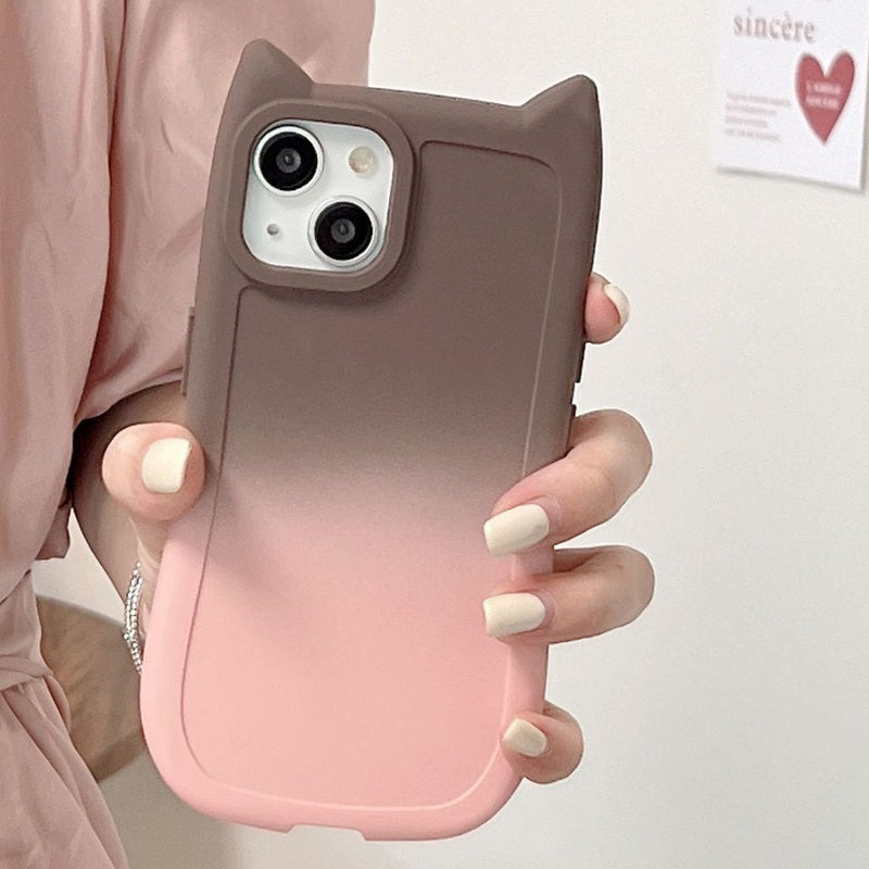 可愛い 猫耳 カラー グラデーション iPhone ケース