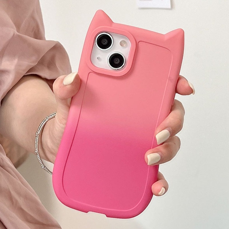 可愛い 猫耳 カラー グラデーション iPhone ケース