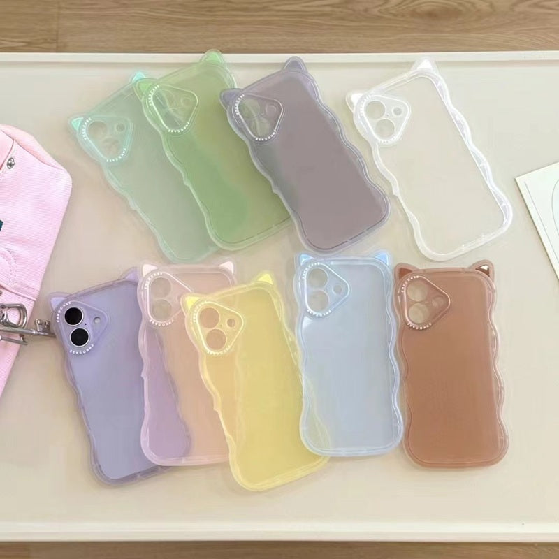 質感 半透明 かわいい 猫耳 iPhoneケース