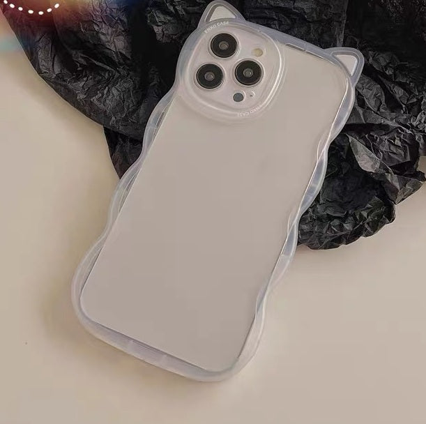 質感 半透明 かわいい 猫耳 iPhoneケース
